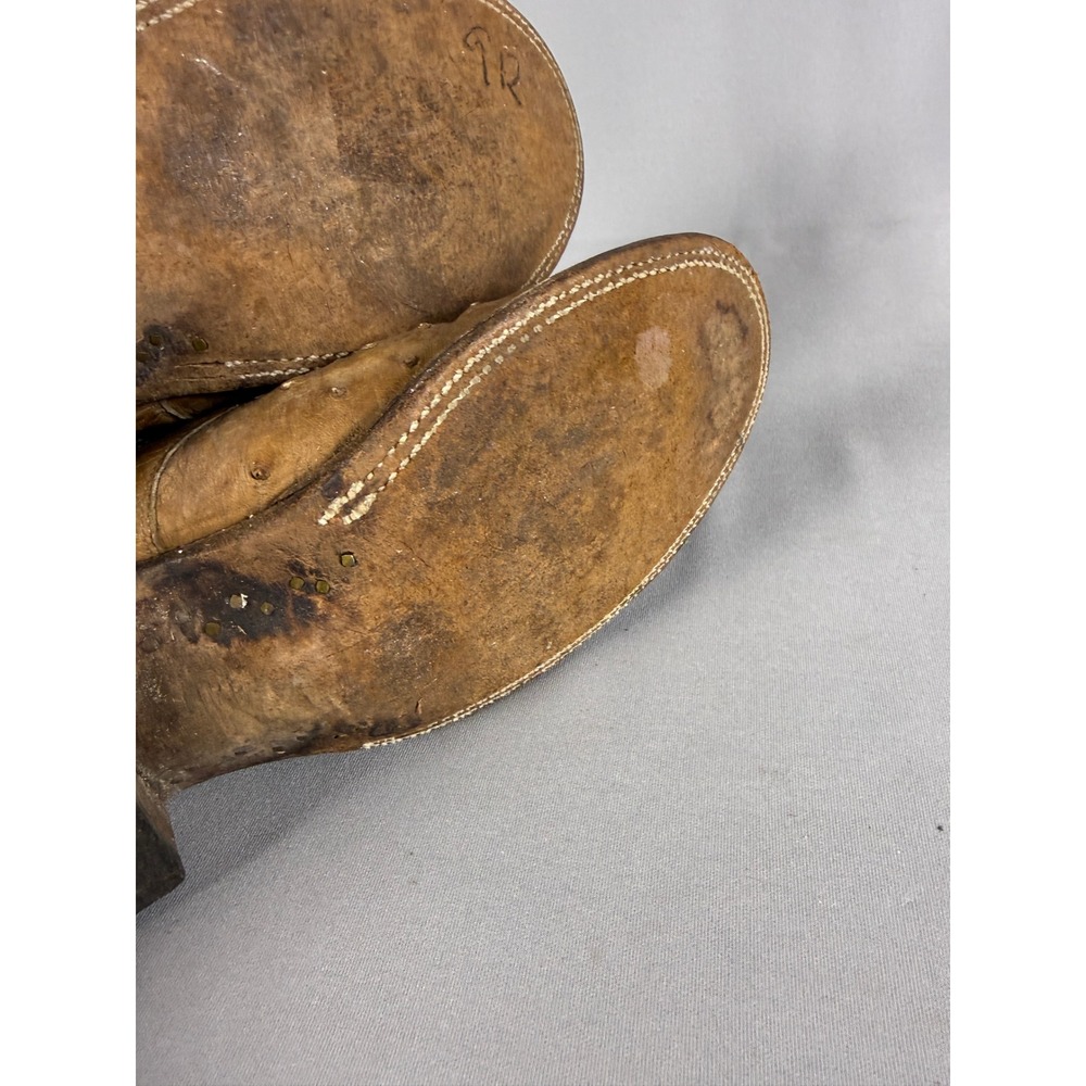 Lucchese 2000 Full Quill Ostrich Leather Western Cowboy Boots Tan Brown 8.5 B - Picture 7 of 16